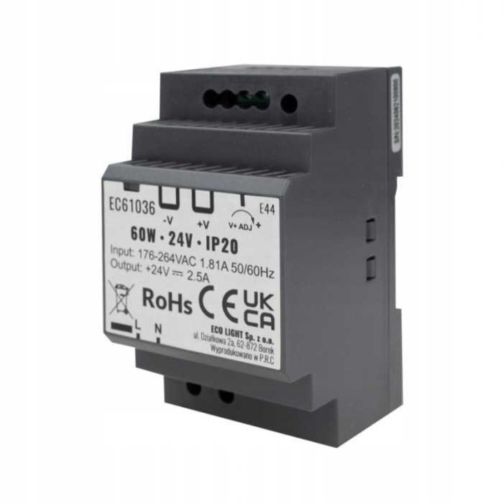 Sursa de alimentare PREMIUM 24V 60W DC pentru sina DIN