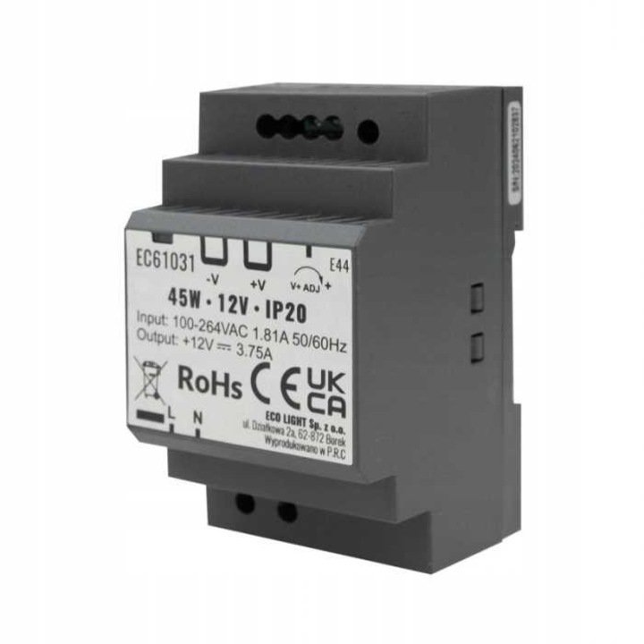 Sursa de alimentare PREMIUM 12V 45W DC pentru sina DIN