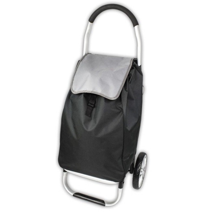 Geanta de cumparaturi pe roti, CARRY, 53 l, capacitate mare, material waterproof, neagra