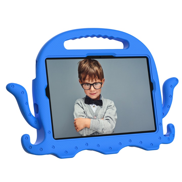 Husa tableta compatibila cu Samsung Galaxy Tab S6 Lite, design hibrid Octopus EVA PC rezistent la socuri, cu curea, Albastru