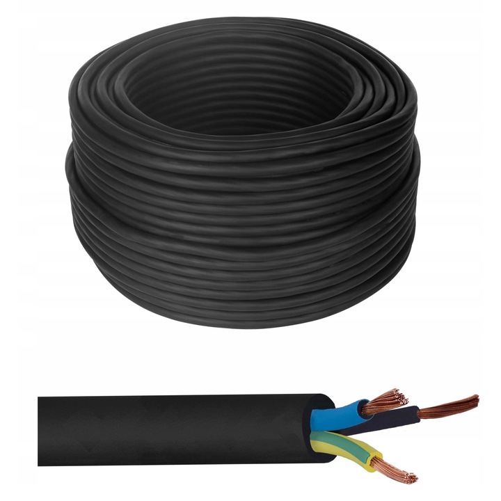 Cabluri electrice OWY 3x2,5mm, 300/500V, izolatie PVC, culoare neagra, set 1m
