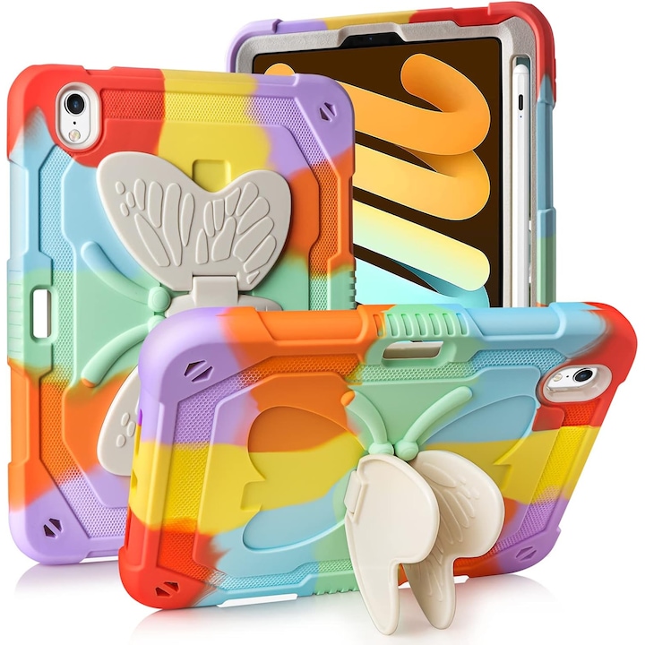 Husa premium Sigloo pentru Apple iPad Mini 7/6 (2024/2021), 8.3", Protectie Completa, Suport Creion, Stand Fluture, Curea Umar, Antisok, Verde M