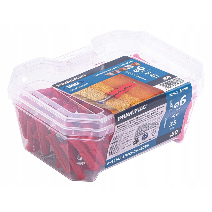 Univerzális dugó 6x28mm, csavarral 4.0x35mm, 80 db