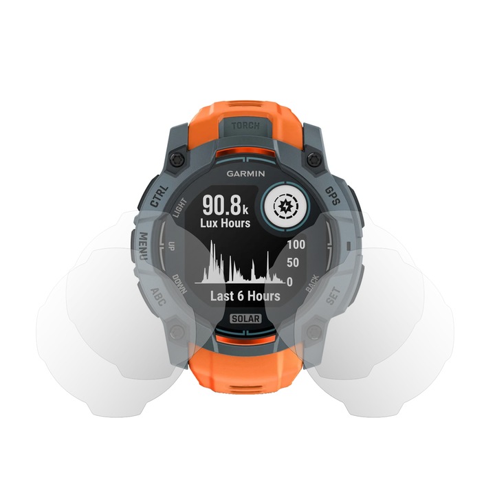 Set 4X Folie Protectie Ecran Folie24, pentru Garmin Instinct 3 – 50 mm Amoled, Solar, 2X Ultra-Clear + 2X Mate, Adezive, Flexibile cu Auto Regenerare