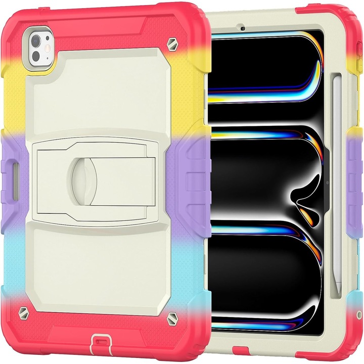 Husa premium Sigloo pentru Apple iPad Mini 7/6 (2024/2021), 8.3", Protectie Completa, Suport Creion, Stand Buit-in, Curea Umar, Antisok, Rosu M