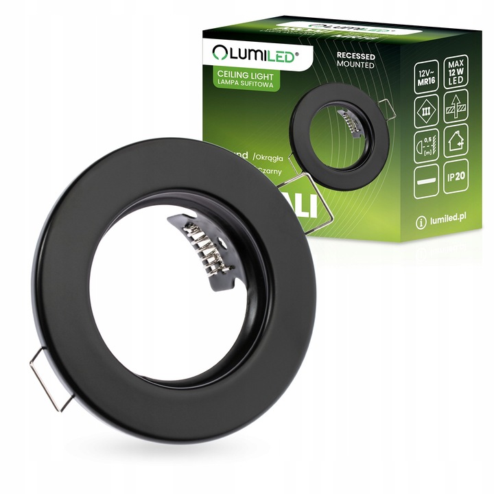 Lampa rotunda fixa incastrabila HALOGEN ARDALI tabla neagra MR16 GU10