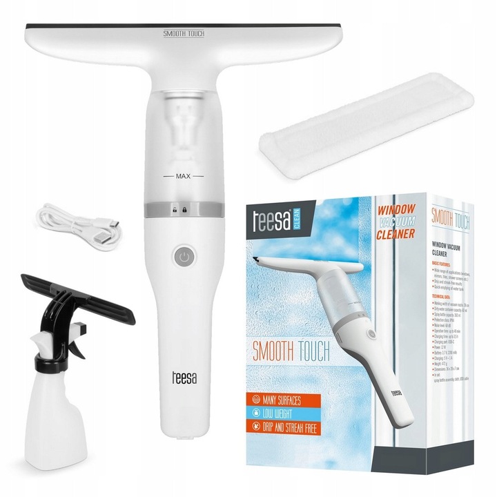 Set spalator de geamuri Teesa SMOOTH TOUCH, alimentat cu acumulator, 28 cm, 36x28x7 cm