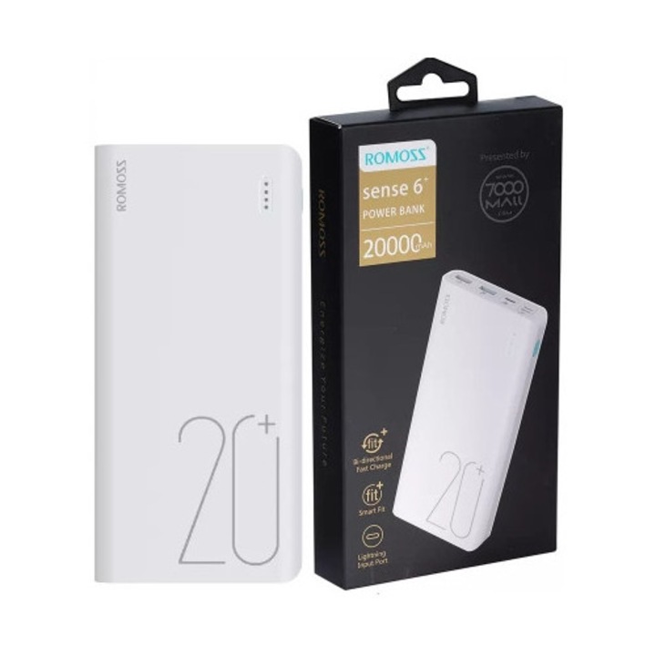 Powerbank Romoss Sense 6+, 20000mAh, 3 porturi USB, QC3.0