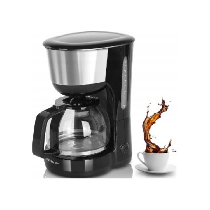 Cafetiera Aigostar, 1.25L, neagra, cu functie de preparare ceai