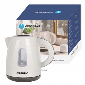 Fierbător fără fir, Aigostar, Plastic, 1L, 1100W, design compact, termostat încorporat, alb