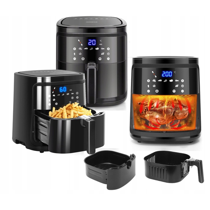 Aigostar 7L 1900W olajmentes fritőz, LED érintőképernyős vezérlés, fekete