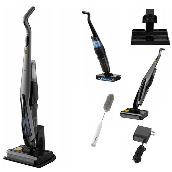 Aspirator multifunctional Deerma DEM-VX96W cu functie de mop, Wireless, 160W, 15000Pa, Capacitate 0.6L, autonomie 30 min, Negru