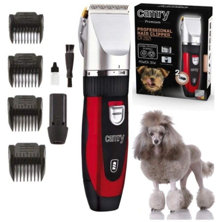 Masina de tuns animale, CAMRY, titan, 4 piepteni, multicolor