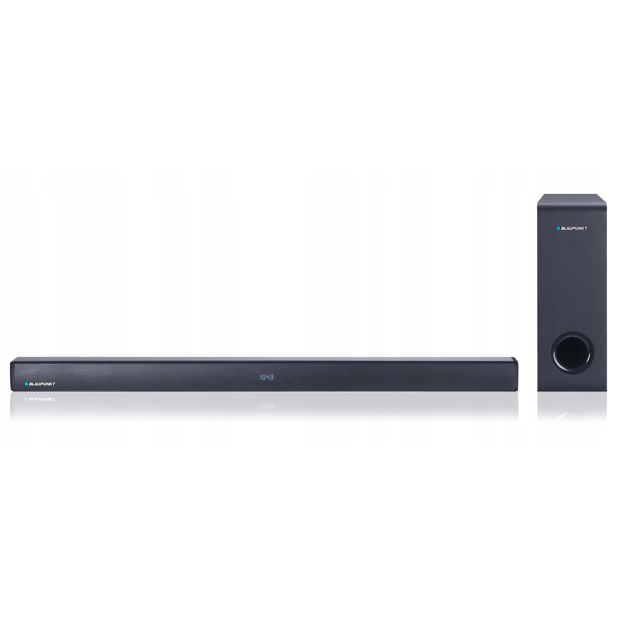 Set soundbar/subwoofer 2.1, Blaupunkt, 120W, Bluetooth, HDMI ARC, dimensiuni 950x65x75mm/130x400x400mm