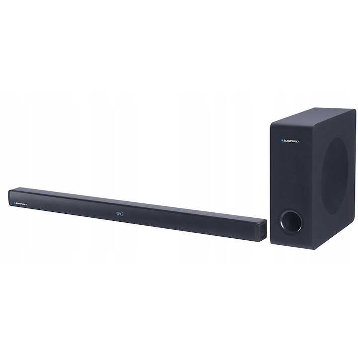 Комплект саундбар/субуфер 2.1, Blaupunkt, 120W, Bluetooth, HDMI ARC, размери 950x65x75мм/130x400x400мм