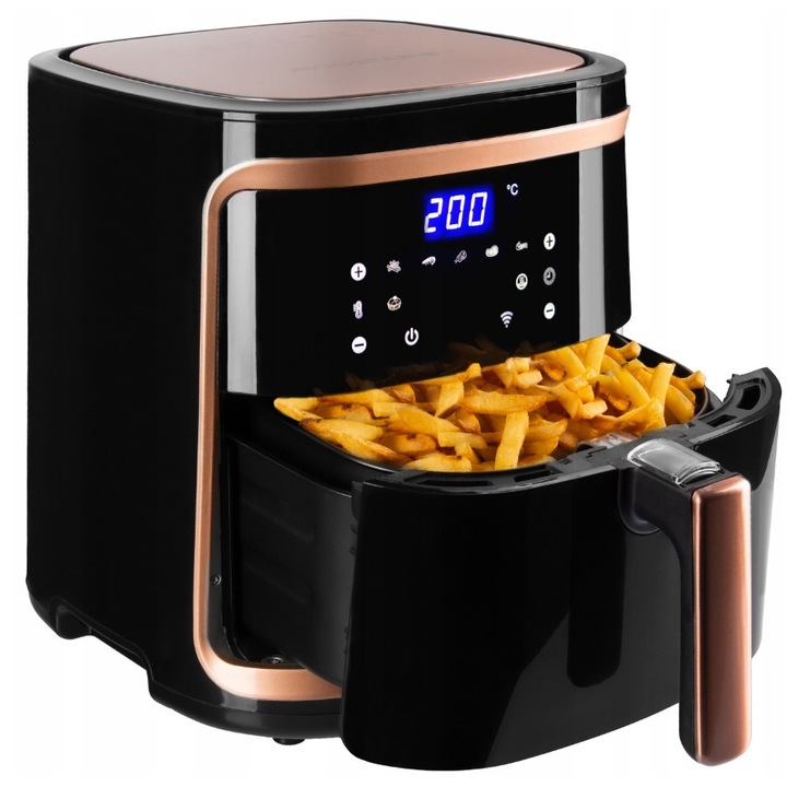 Aigostar olajmentes fritőz, 7L, 1900W, LED érintőpanel, 8 programozott funkció, fekete