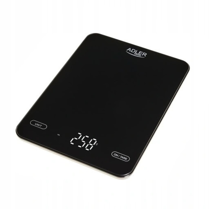 Cantar de bucatarie, ADLER, 10kg, platforma din sticla, 16x22cm, USB-C