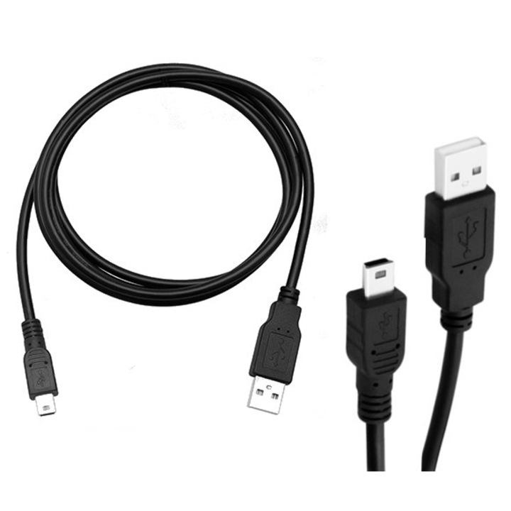 MiniUSB кабел за данни 1 м, Forever, черен, комплект за навигация и камери