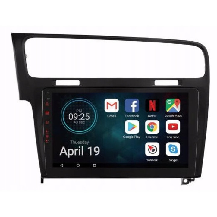 Radio auto Vordon HT-X10, camera de marsarier, Android, Bluetooth, negru, pentru VW Golf 2014-2016