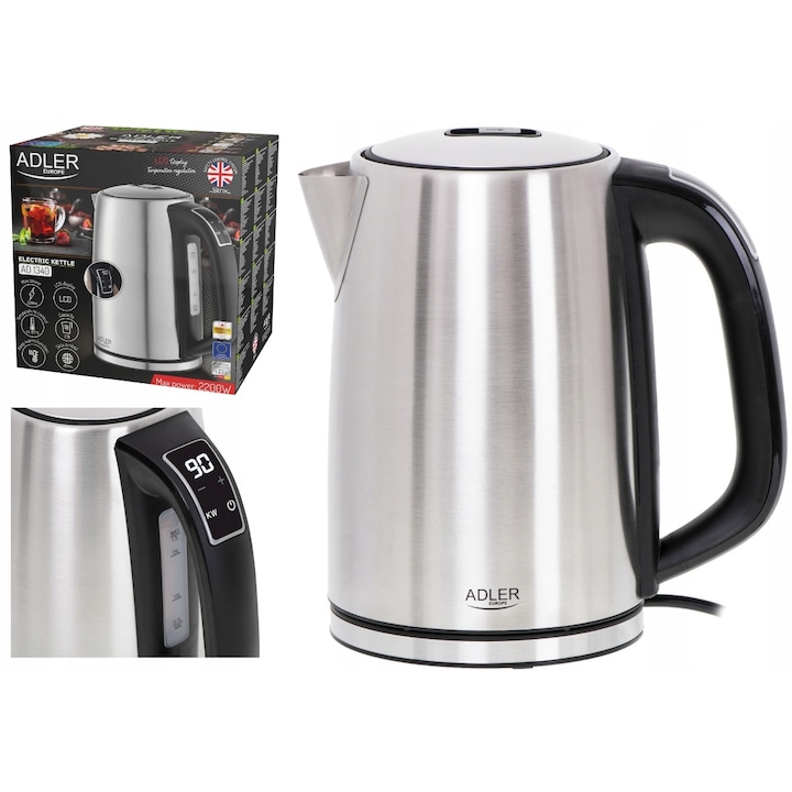 Fierbator, MPM, 1.7L, 2200W, Negru/Crom