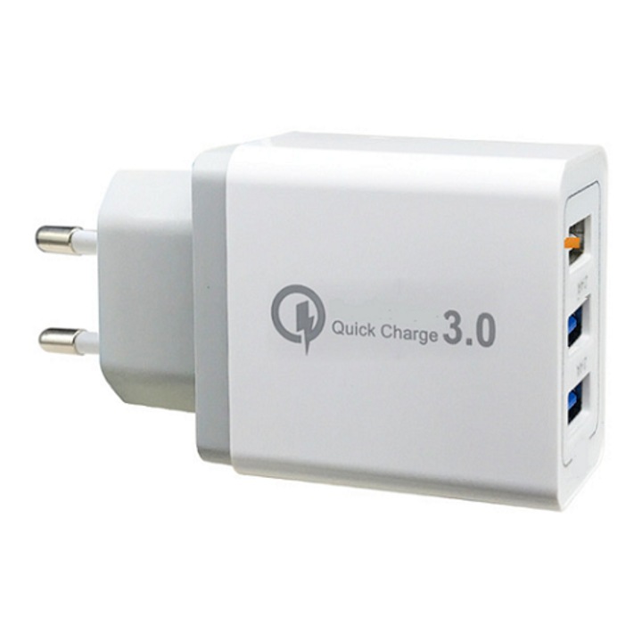 Incarcator retea pentru telefon, WG, 3x USB, rapid QC 3.0, 18W
