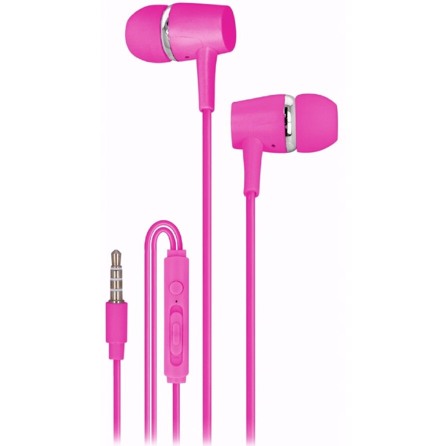 Casti cu fir Setty SPD-J-26, roz, 1m, jack 3,5mm, cu microfon, set