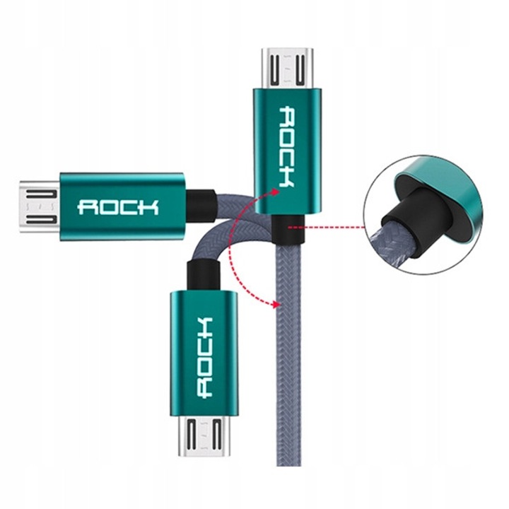 ROCK Micro USB kábel, Forever, 100cm, szürke, használati útmutatóval és eredeti csomagolással