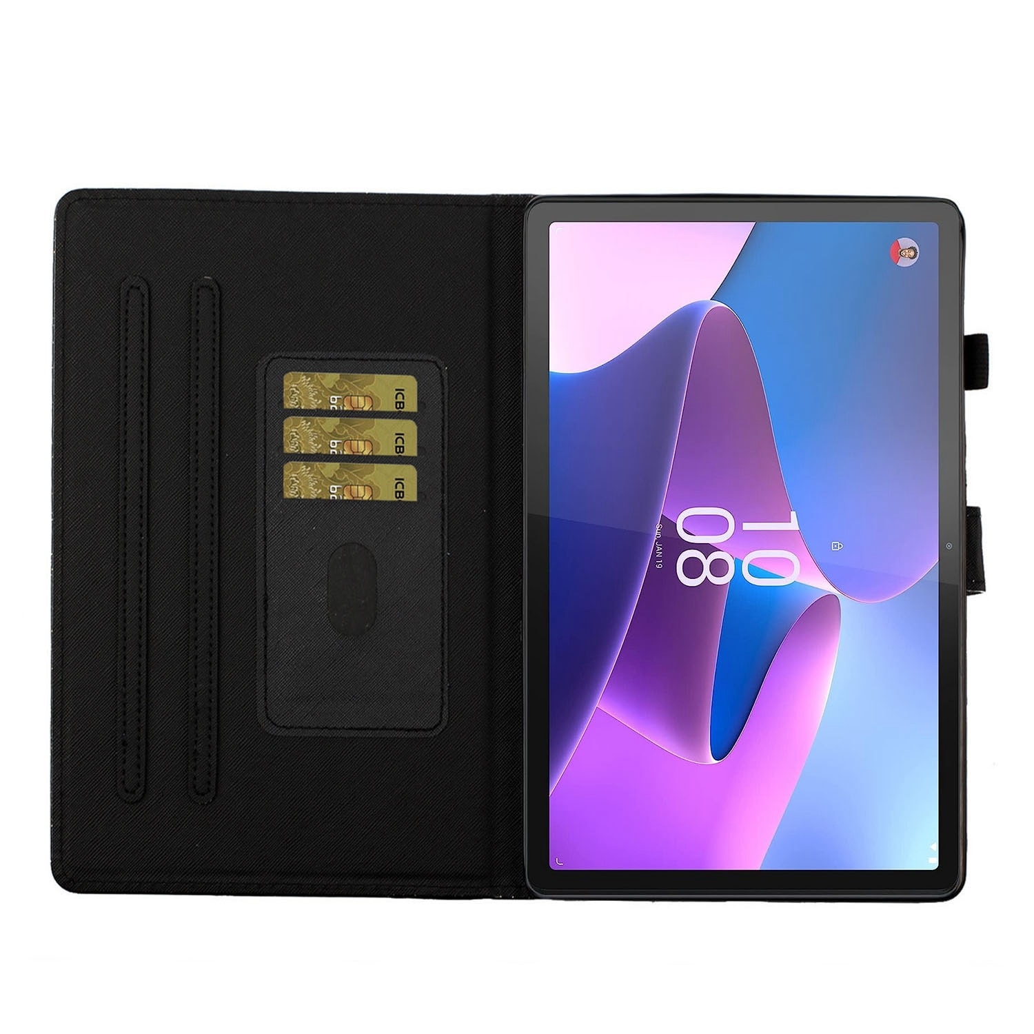 Husa tableta pentru Lenovo Tab P12 2023 / TB370FU, piele inteligenta cu sclipici, tip carte cu suport, inchidere magnetica, violet