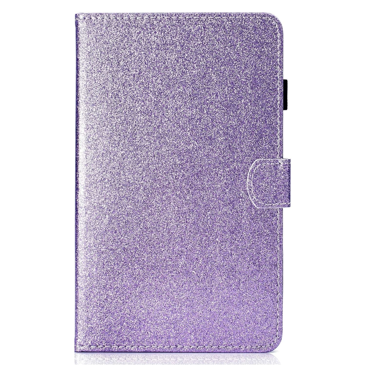 Husa tableta pentru Lenovo Tab P12 2023 / TB370FU, piele inteligenta cu sclipici, tip carte cu suport, inchidere magnetica, violet
