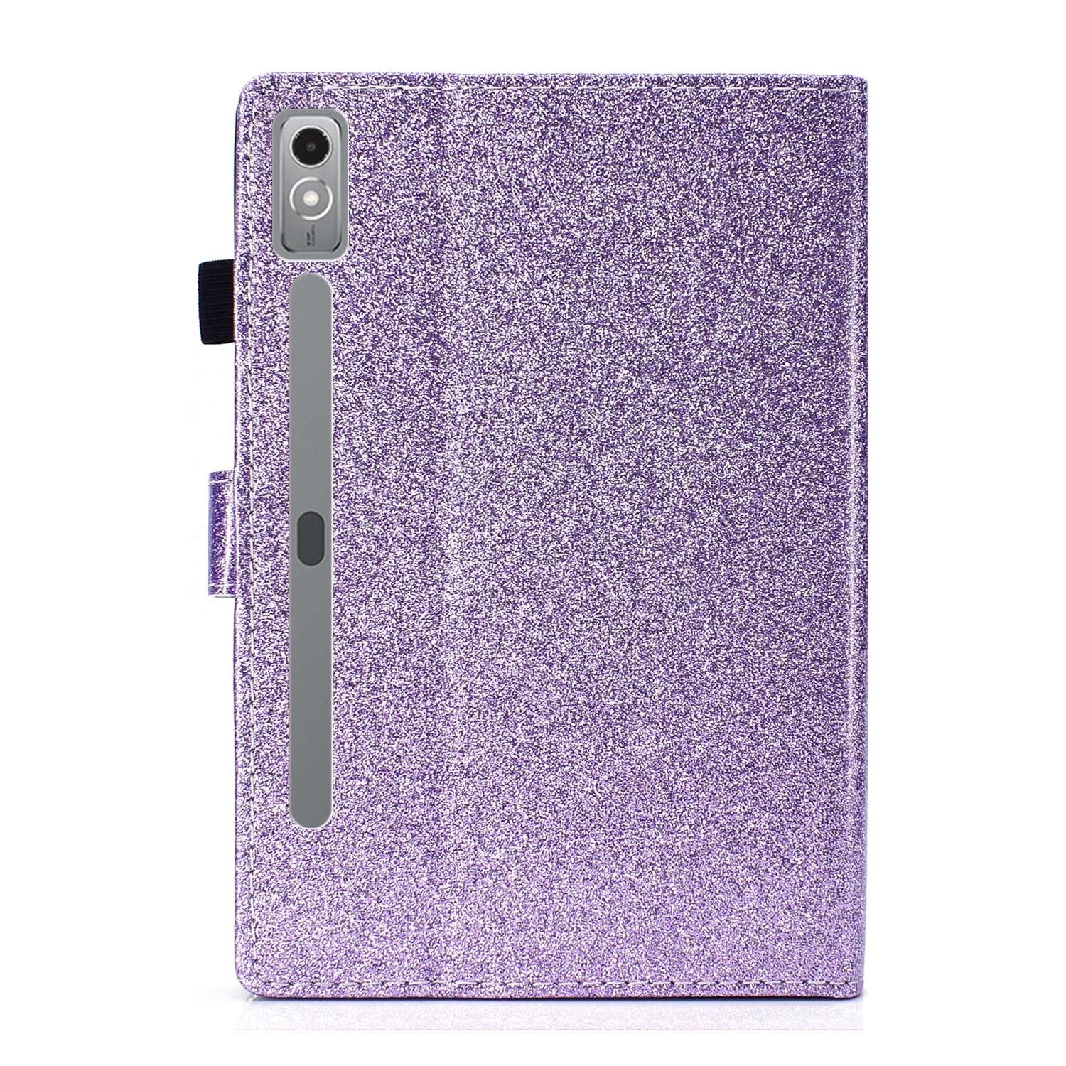 Husa tableta pentru Lenovo Tab P12 2023 / TB370FU, piele inteligenta cu sclipici, tip carte cu suport, inchidere magnetica, violet