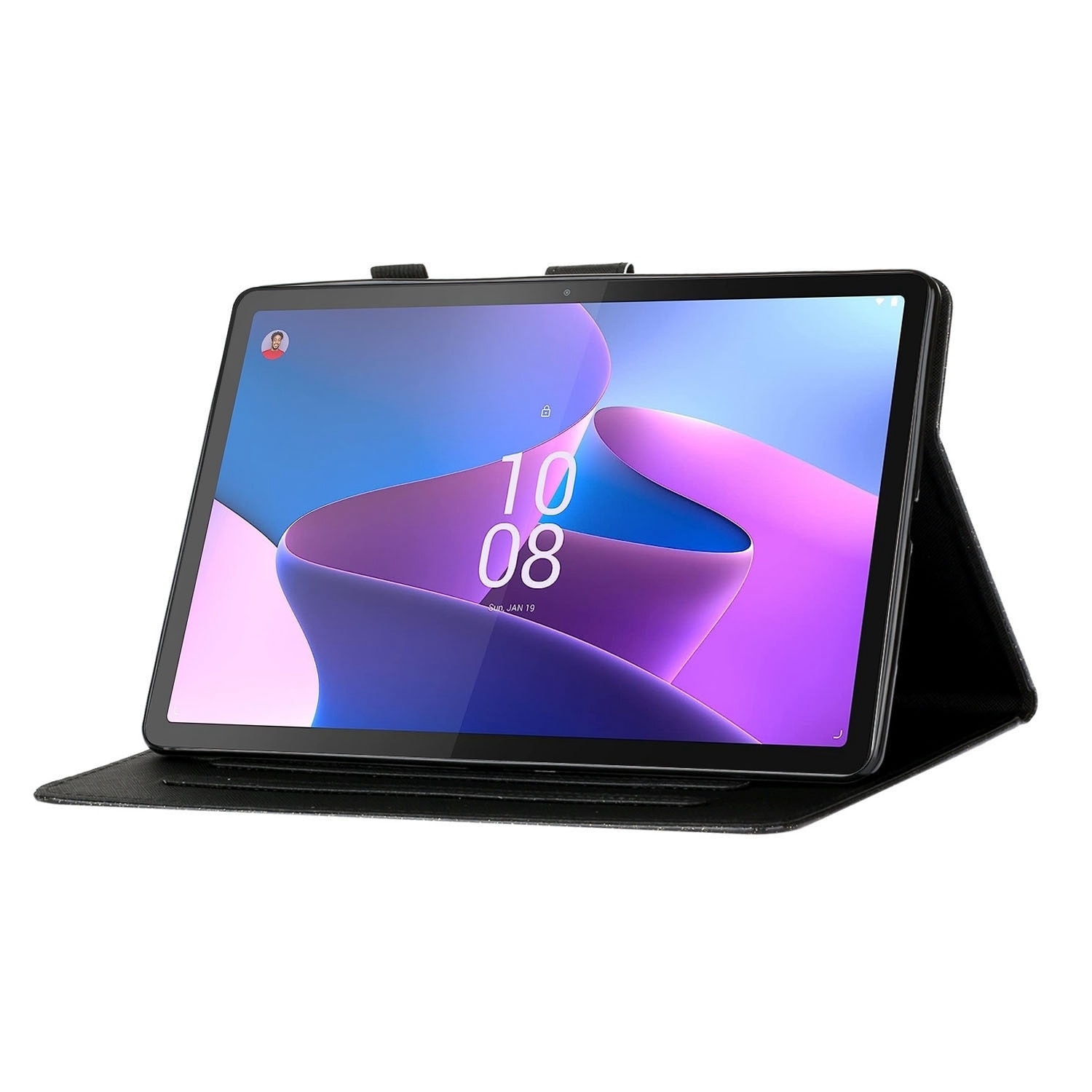 Husa tableta pentru Lenovo Tab P12 2023 / TB370FU, piele inteligenta cu sclipici, tip carte cu suport, inchidere magnetica, violet