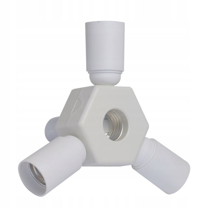 Adaptor E27, 4xE27, alb, 100x180mm