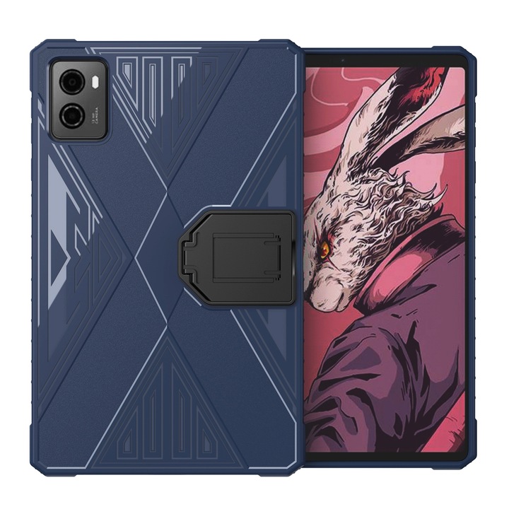 Husa tableta pentru Lenovo Legion Y700 2023, textura periata, TPU rezistent la soc, cu suport, albastru