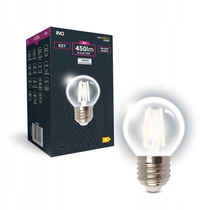 Bec LED G45 E27 4W 4000K, 450lm, IP20, 72x45mm