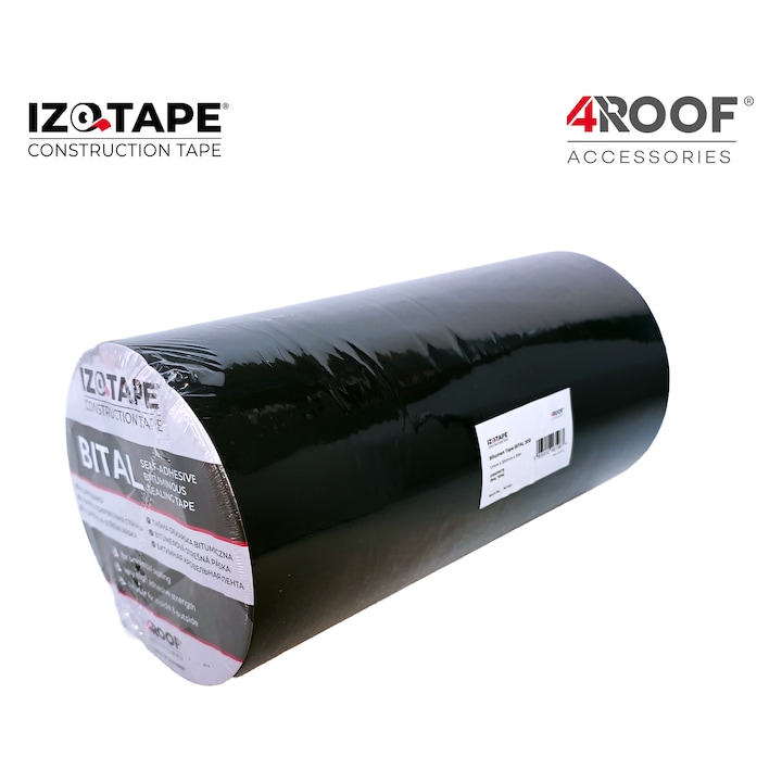 Banda aluminiu-bitum 4ROOF IZOTAPE BITAL, pentru hidroizolatii pe acoperisuri si terase, autoadeziv, 1.1mm, 300mm/10m /grafit (7016)