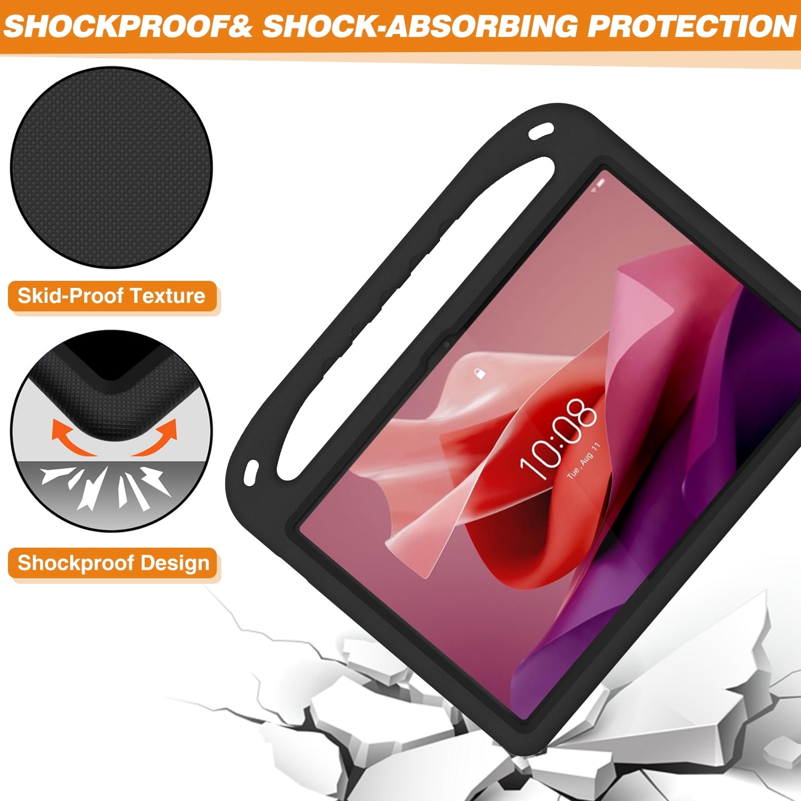 Husa pentru tableta Lenovo Tab P12 12.7, rezistenta la socuri, cu maner, material EVA, negru
