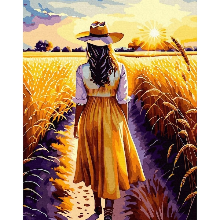 Set pictura pe numere Twoje Hobby, fata, auriu, 40x50cm