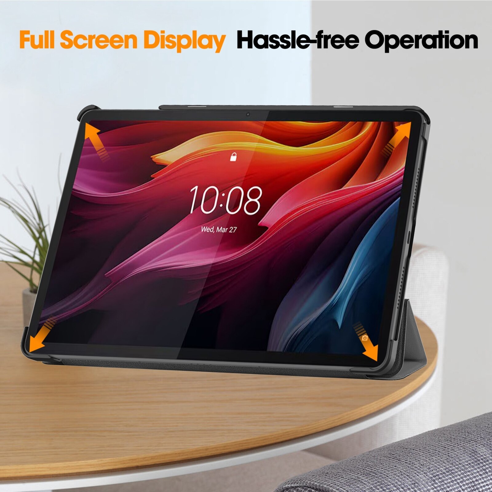 Husa tableta pentru Lenovo Tab K11 Plus, textura de piele tip custer, cu 3 pliuri si suport, gri