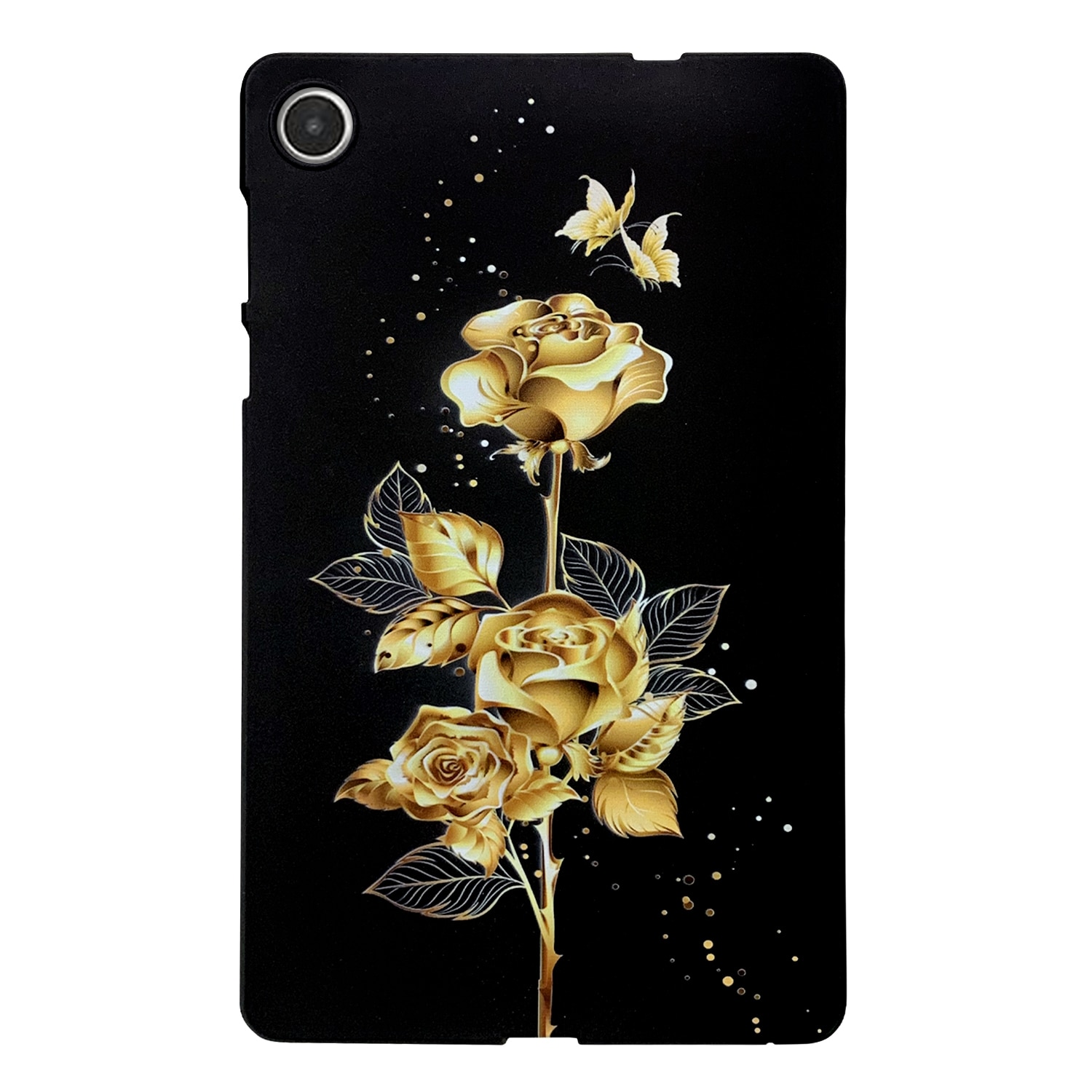 Husa tableta pentru Lenovo Tab M8 4th Gen, tip design cu model pictat, din TPU, culori aurii si roz