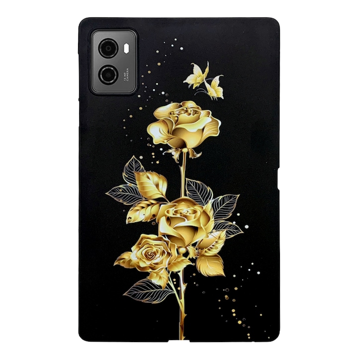 Husa tableta pentru Lenovo Legion Y700 2023, material TPU, tip design cu model colorat, protectie anti-zgarieturi, acces complet la porturi, culoare trandafiriu aurie