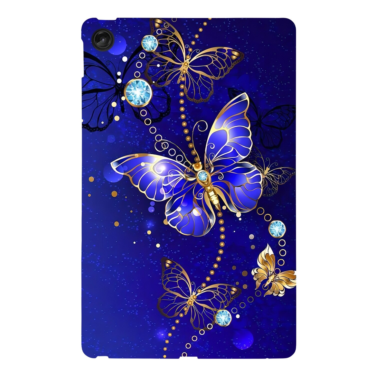 Husa tableta pentru Lenovo Tab M10 Plus 3rd Gen, design colorat cu model de fluture, carcasa inteligenta din TPU, albastru