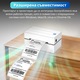 Термопринтер за етикети 4x6, QUANTIS, Bluetooth и USB, 203 DPI, 150 мм/сек, A6 AWB, директен термопечат, съвместим с Windows, Mac, Android, Shopify, Amazon, бял