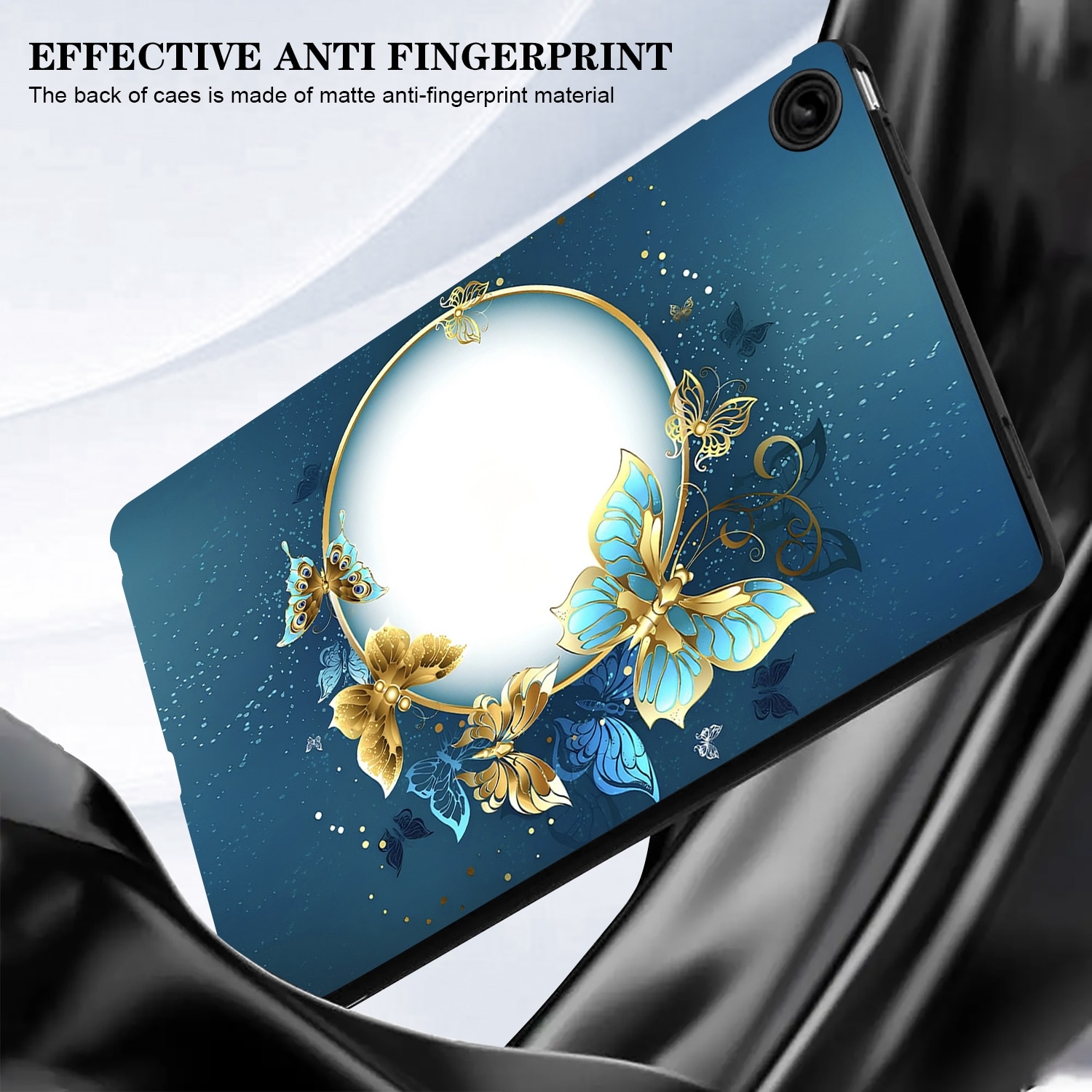 Husa tableta pentru Lenovo Tab M8 4th Gen, material TPU, design cu model colorat de fluturi, carcasa inteligenta pentru protectie, cerc de fluturi