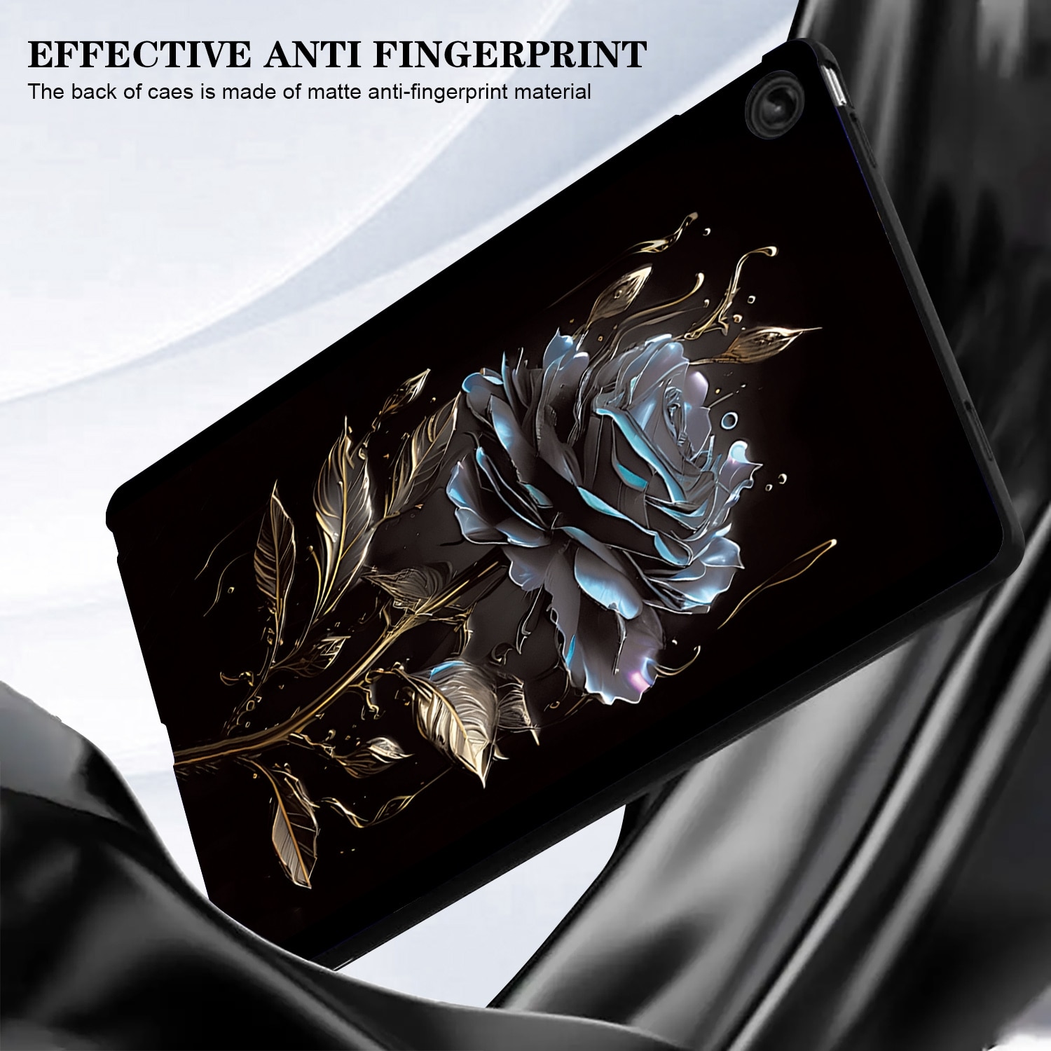 Husa tableta pentru Lenovo Tab K11 Plus, TPU pictura colorata, tip design smart, protectie anti-zgarieturi, acces complet la porturi, negru trandafir