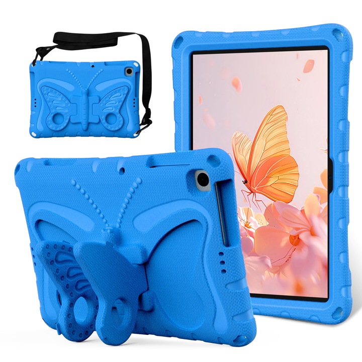 Husa tableta pentru Honor Pad X8/X8 Lite 10.1, material EVA, tip design fluture cu suport, protectie anti-soc, albastru