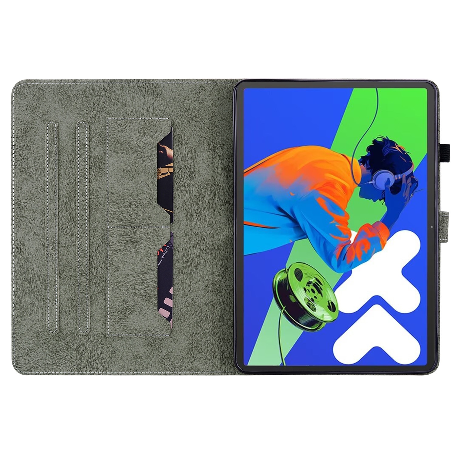 Husa tableta pentru Lenovo Tab P12 Pro 12.7 2025, piele PU, tip carte cu model tigru, inchidere magnetica, protectie completa, acces la porturi, maro
