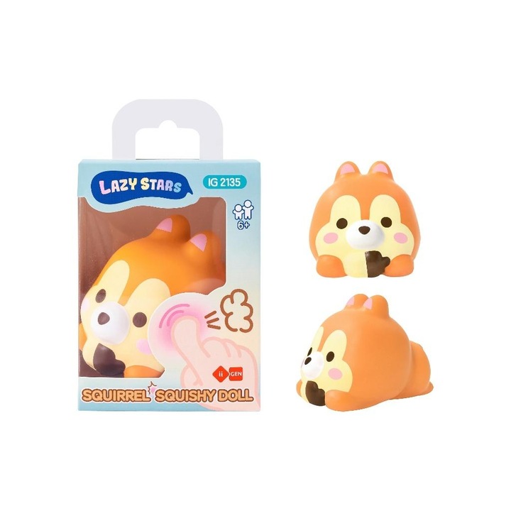 Jucarie antistres Squishy, veverita, senzorială, design prietenos, 14,5x10,5x9,5cm