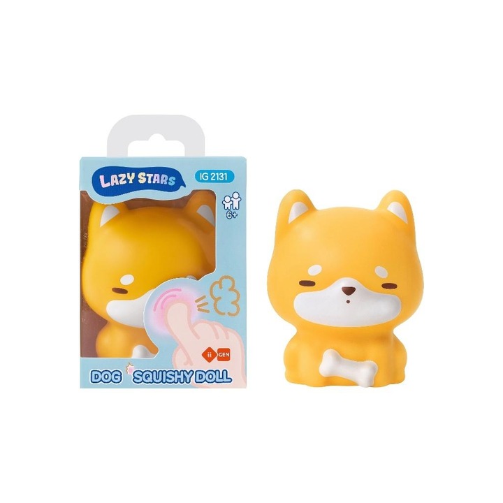 Jucarie antistres Squishy piesek moale colorat 14.5x10.5x9.5cm