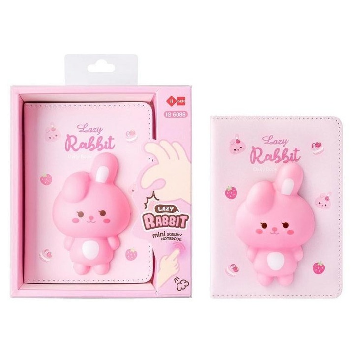 Мини тефтер Kroliczek, Squishy, 96 страници, мека антистресова корица, сладък дизайн, компактен