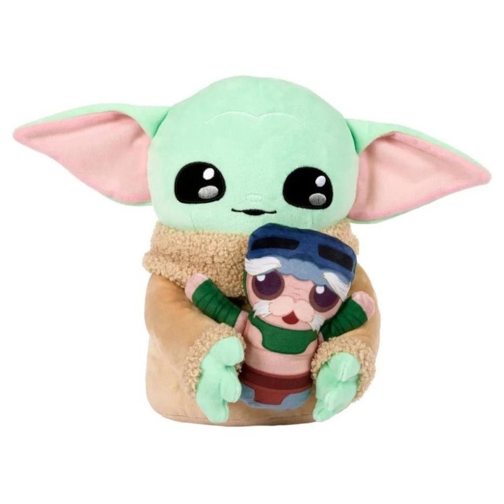 Jucarie de plus Mattel Star Wars Baby Grogu cu Ku, verde-bej, 28cm